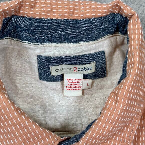 Carbon2Cobalt Button-Up T-Shirt Men’s Large Dune Double Cloth Terracotta Casual - Picture 3 of 8